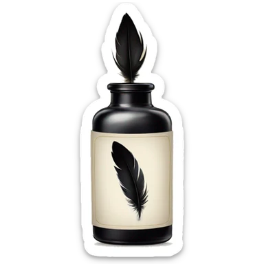 a feather quill and ink bottle sticker
