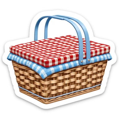 Picnic basket on blue blanket  sticker