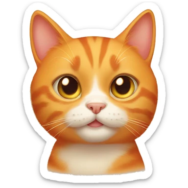 orange cat with silly face and a little bow in its ear sticker