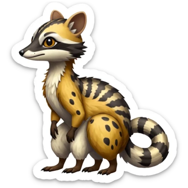 Civet-Numbat-Sergal-fusion-hybrid-animal-creature, full body sticker
