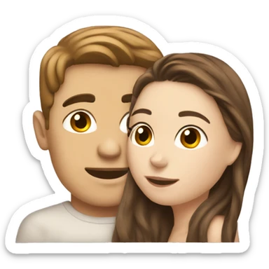 Brown hair white guy kissing brown hair white girl  sticker