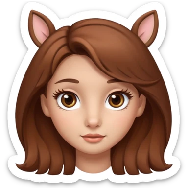 Make a cute girl deer with brown hair and big brown eyes give her cute lashes sticker