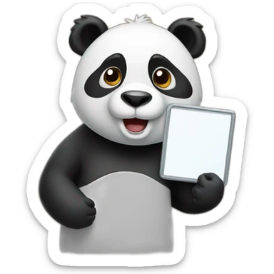panda holding a whiteboard sticker