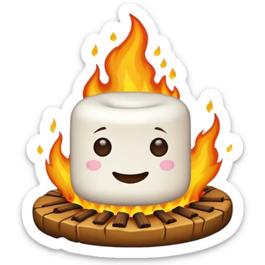 marshmallow on fire sticker