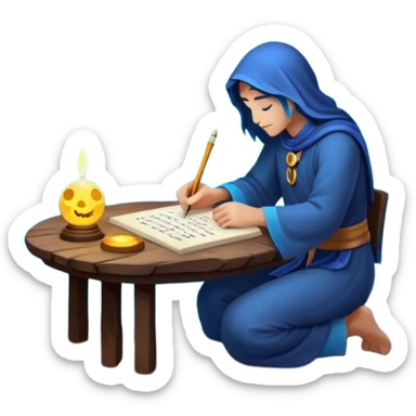 human mystic writing formulas on glowing moon surface sticker