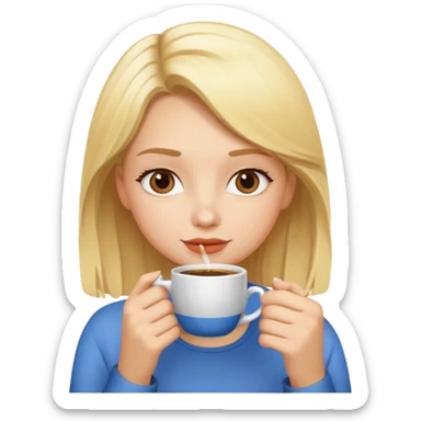 A blonde girl drinking coffee  sticker