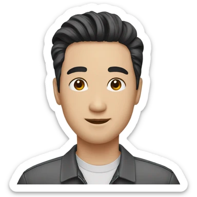 korean male mid 30s pomade black hair sticker