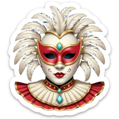 circus masked performer portrait, head and shoulders only, elegant carnival mask, dramatic costume collar, mysterious expression, 3D cartoon, mobile game icon style, clean background, no text, no watermark sticker