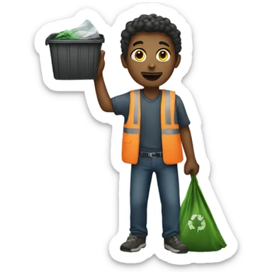 A man collecting garbage emoji. sticker