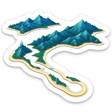 futuristic sea map  a route  sticker