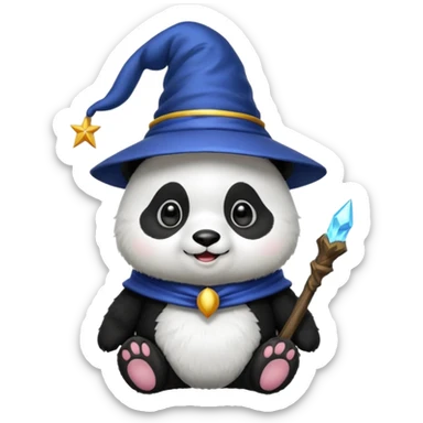 Chcę Pandę która ma czapkę czarownika i która jest kolorach biało-czarnych sticker