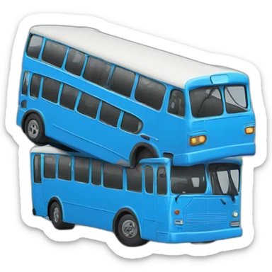 2 colliding blue busses sticker