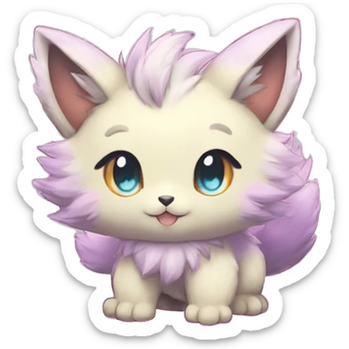 Anthro Scalie Fluffy Cool Cute Magical Shiny Colorful Pastel Sparkle Kemono-style Chibi Fantasy-Animal-Fakémon-Pokémon-Hybrid Fur Sona Aesthetic Full Body sticker
