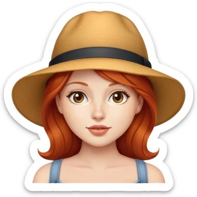 Busty redhead girl with hat sticker