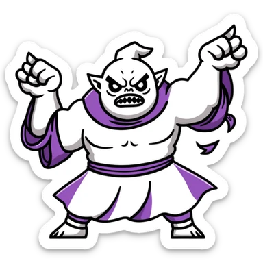 Sukuna from Jujutsu Kaisen battling a wizard sticker