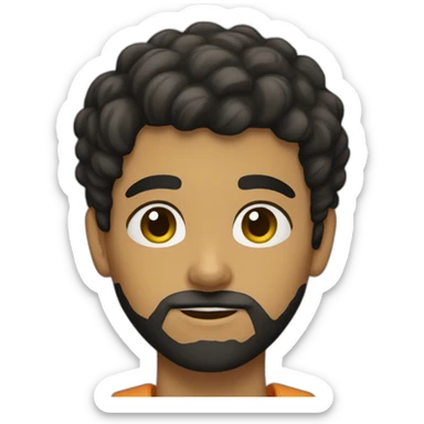 teenager with black beard olive skin and black wavy medium short hair sticker