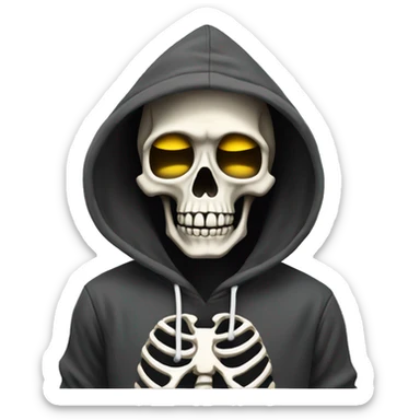 Skeleton in hoodie vaping sticker