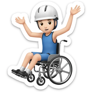 a disabled kid falling off of his wheelchair sticker