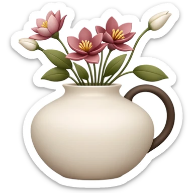 A ceramic vase with ikebana style floral arrangements sticker