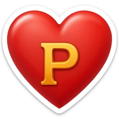 Una letra p dentro de un corazón rojo sticker