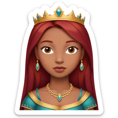 brown princess with straight dark red hair sticker