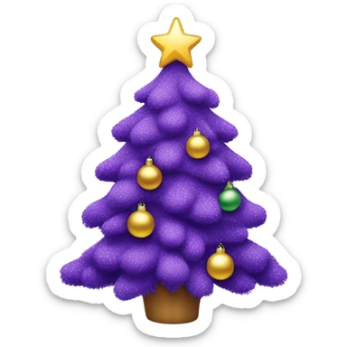 Purple Christmas tree with cat ornaments  sticker
