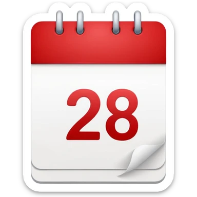 calendar with number 28 white page and red top sticker