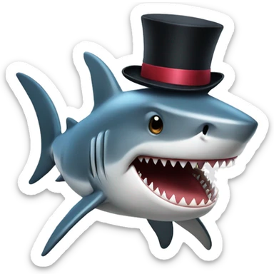 Shark with a top hat sticker