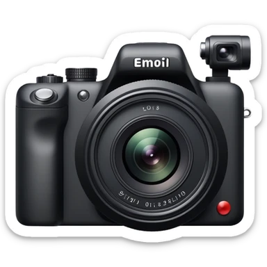 Ultra minimal camera, extremely simplified DSLR, just basic rectangular shape with tiny lens, absolute minimal detail sticker