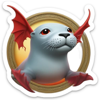 seal with a red dragon with outstretched wings in the center sticker