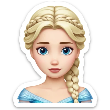Elsa ice queen with blonde braid sticker