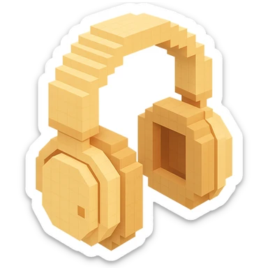 full-size Sony headphones, light beige color, isometric view sticker