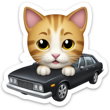 Cat with a wrench on a car hood sticker