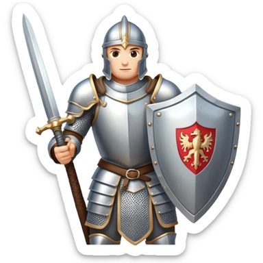 medieval knight warrior with sword and shield, heroic pose sticker