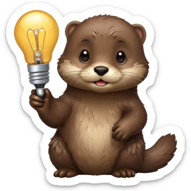 otter holding one lightbulb sticker