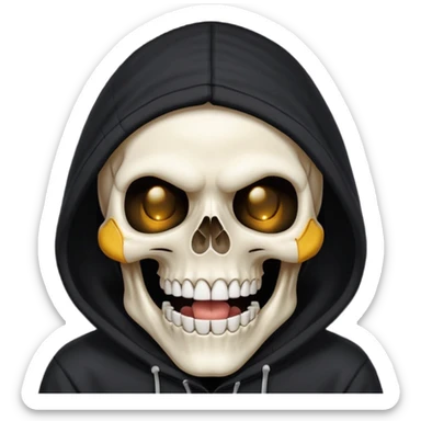 Laughing skull in a hoodie sticker