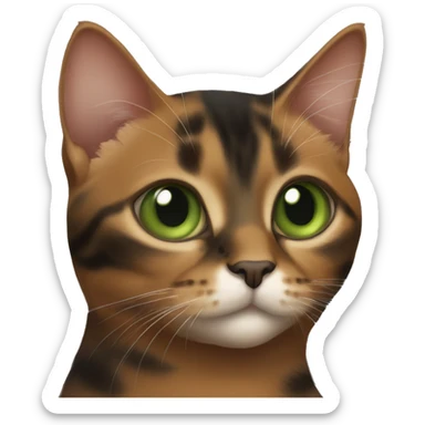 green eyes torbie cat with brown black and reddish coat color sticker