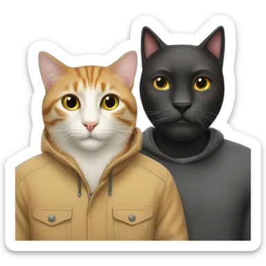 Cat with random guy  sticker