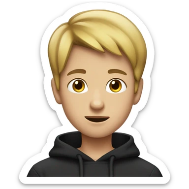 boy with short hair smokes wearing a black hoodie sticker