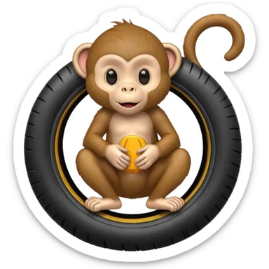 a monkey in a tire sticker