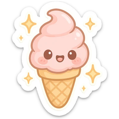 Sparkling Q-version sticker ice cream cone, cute and exaggerated sticker