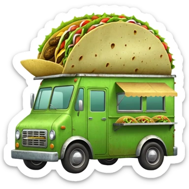 Green tacos truck. sticker