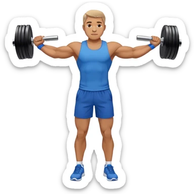 man with blue shorts doing side-lateral raise (T pose) with light dumbbells sticker