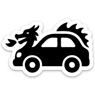 solid filled icon of a car with dragon elements sticker