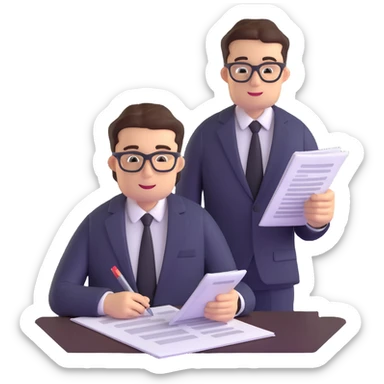 professional male accountant in suit reviewing documents sticker