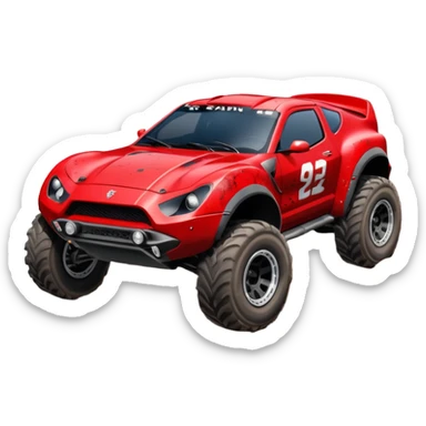 Satan’s Dirty and dented Local Motors Rally Fighter off road race car flying turning a tight corner (silver wheels) sticker