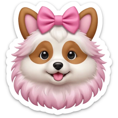 Dog with a cute pink bow sticker
