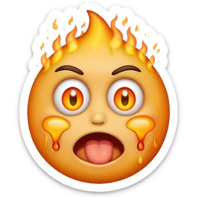 i want emoji face not with burning hair but with burning eyes and also the emoji should look like it is vomiting sticker