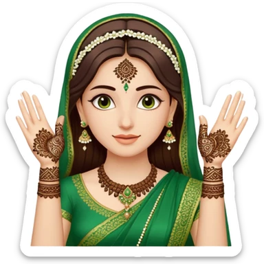 bride in mehendi Ceremony in green saree sticker