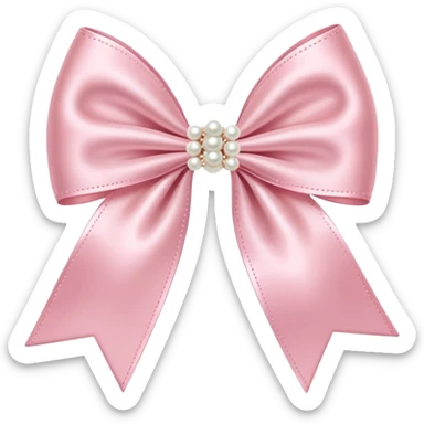 Pastel pink bow with pearls sticker
